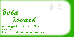 bela kovach business card