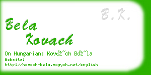 bela kovach business card